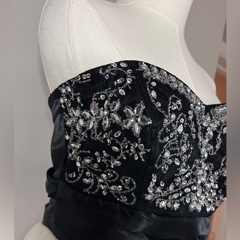 NWT B DARLIN Babydoll Rhinestone Strapless Asymmetric Y2K Prom Formal Dress | 11 - Picture 9 of 12